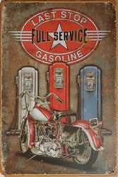 Last Stop Full Service Gasoline - Emaillebord