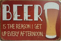Beer Is The Reason I Get Up Every Afternoon - Emaillebord