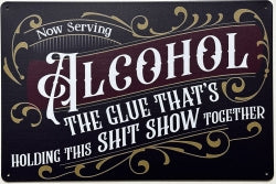 Now Serving Alcohol - Emaillebord