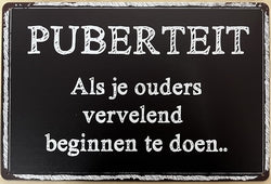 Puberteit - Emaillebord