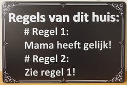 Regels Van Dit Huis - Emaillebord