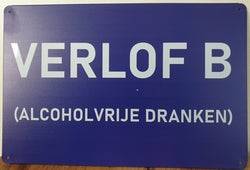 Verlof B (Alcoholvrije Dranken) - Emaillebord